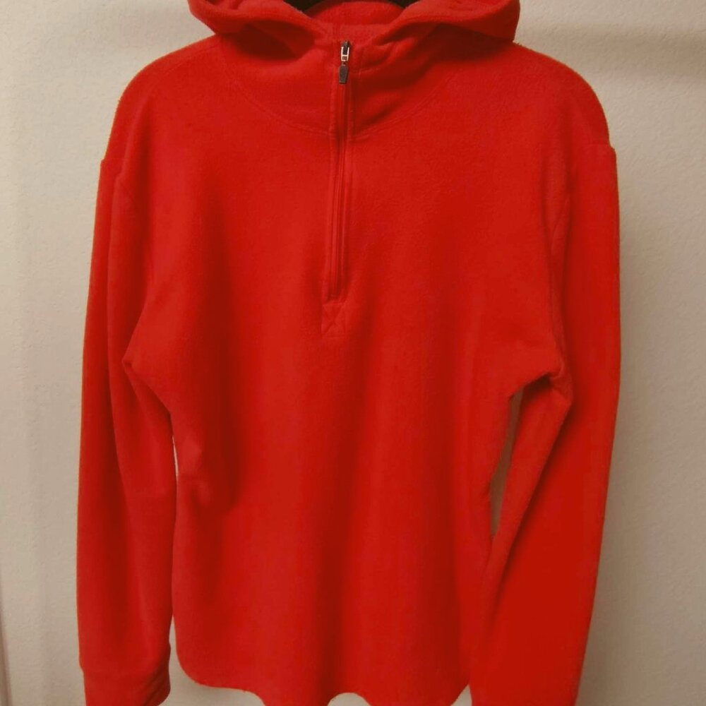 Cuddle Duds - long sleeved, 3-quarter zip fleece hoodie, orange, size Large